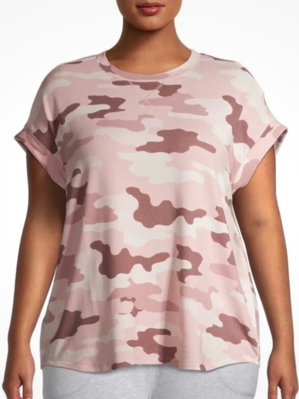 Comp Blu Size 2X  Pink Camo Short Sleeve sweater Tee
